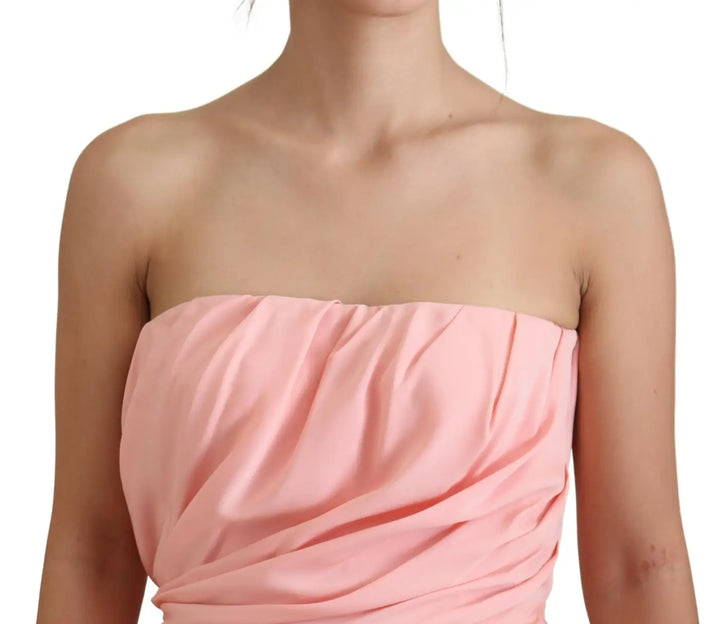 Dolce &amp; Gabbana Pink Silk Stretch Strapless Sheath Dress
