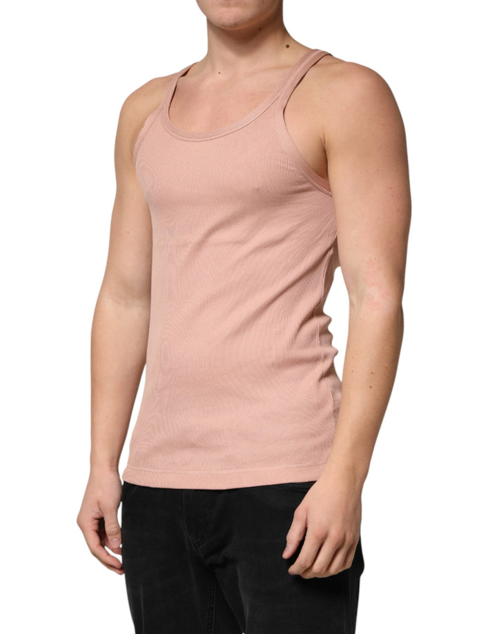 Dolce &amp; Gabbana Pink Sleeveless Round Neck Tank Top T-shirt