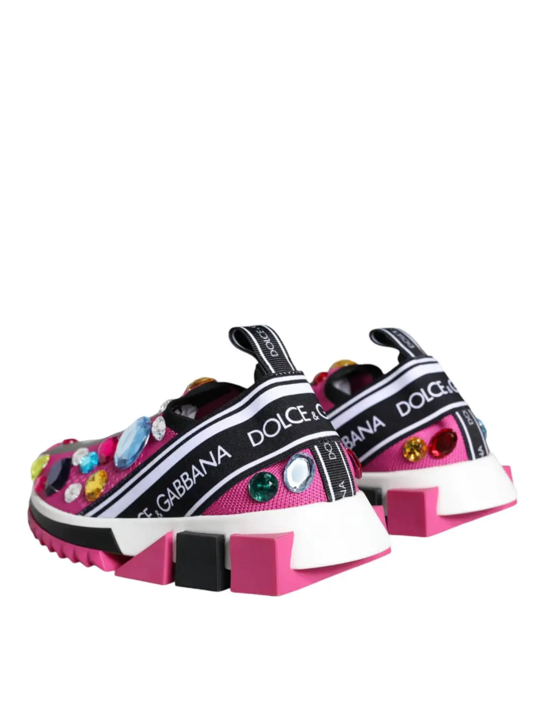Dolce &amp; Gabbana Pink Sorrento Crystals Low Top Sneakers Shoes