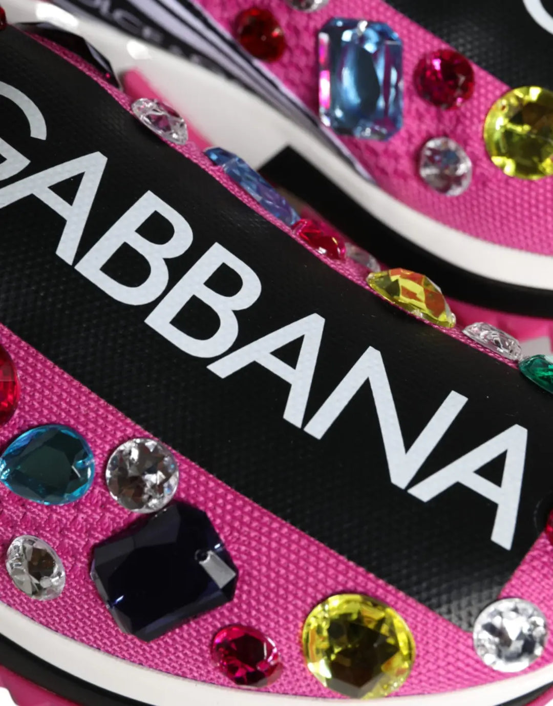 Dolce &amp; Gabbana Pink Sorrento Crystals Low Top Sneakers Shoes