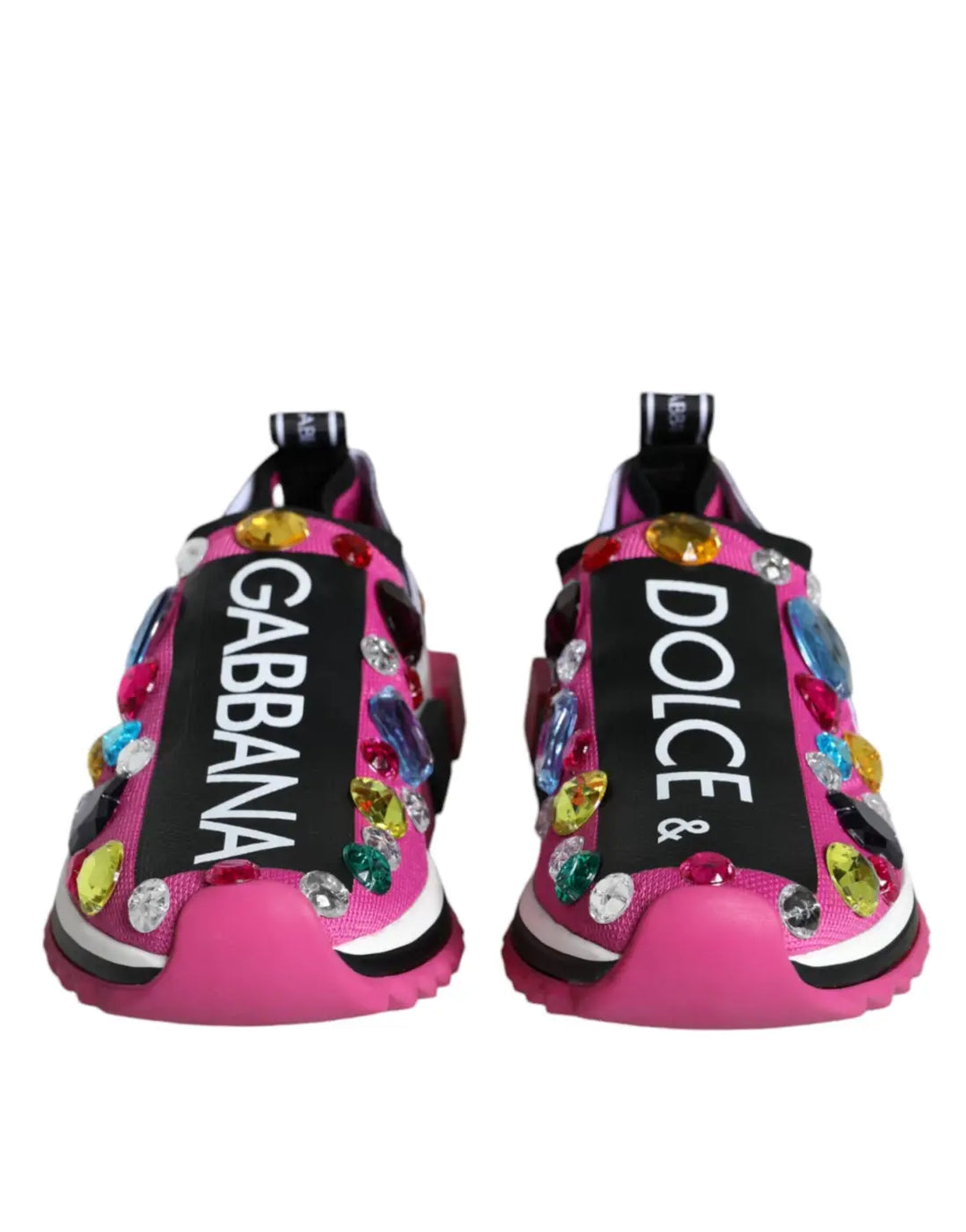 Dolce &amp; Gabbana Pink Sorrento Crystals Low Top Sneakers Shoes