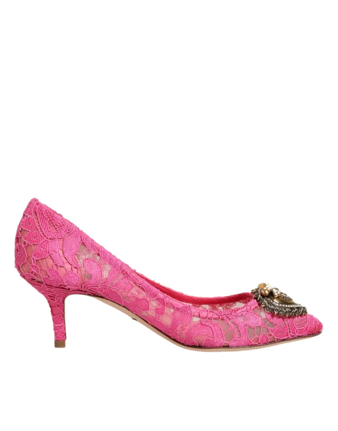 Dolce &amp; Gabbana Pink Taormina Lace DEVOTION Pumps Shoes