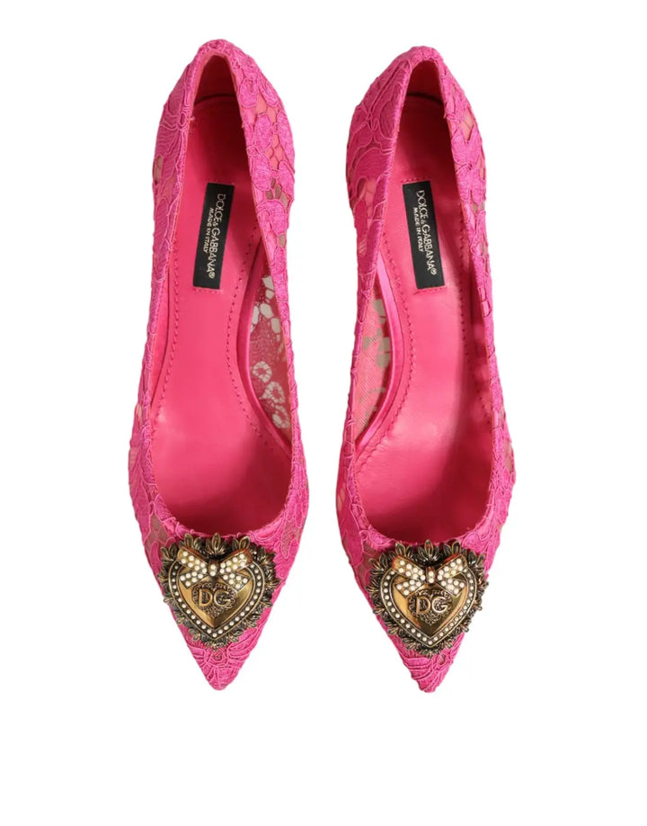 Dolce &amp; Gabbana Pink Taormina Lace DEVOTION Pumps Shoes