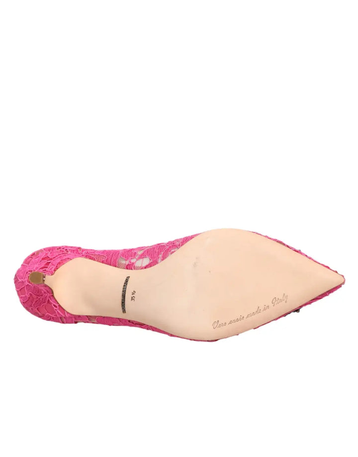 Dolce &amp; Gabbana Pink Taormina Lace DEVOTION Pumps Shoes