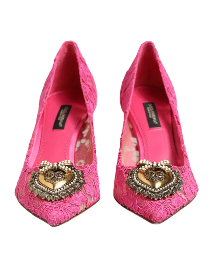 Dolce &amp; Gabbana Pink Taormina Lace DEVOTION Pumps Shoes