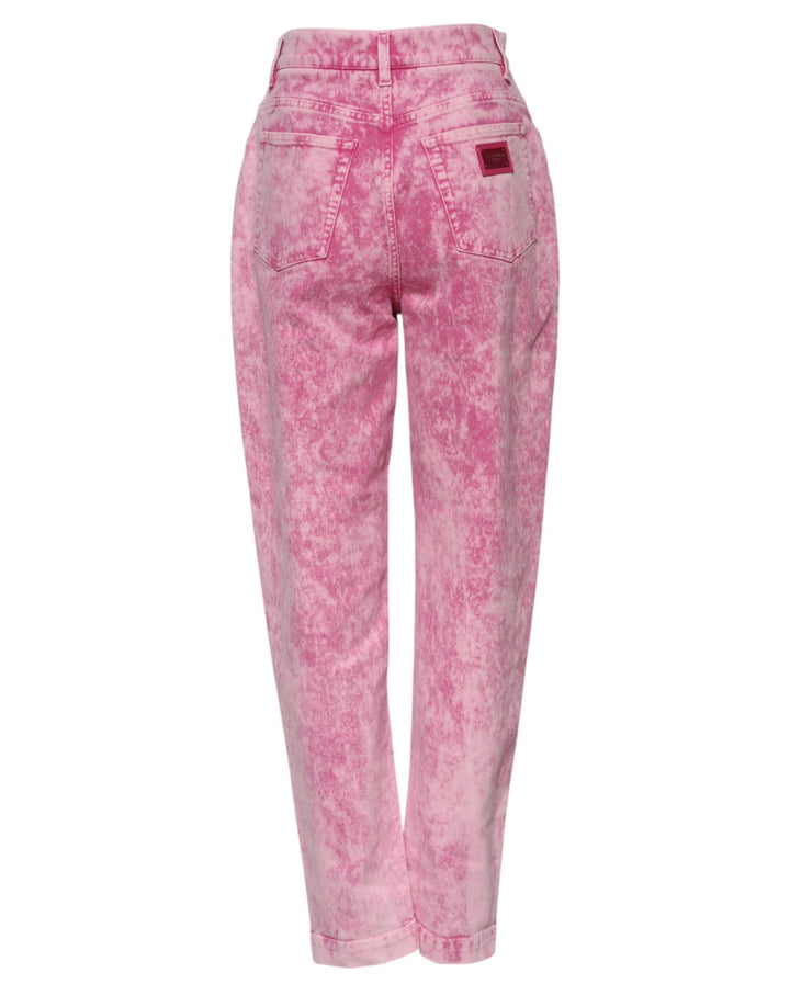Dolce &amp; Gabbana Pink Tie Dye High Waist Tapered Denim Jeans