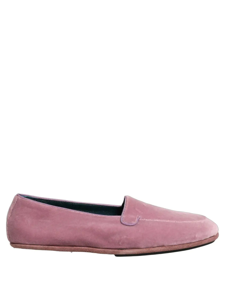 Dolce &amp; Gabbana Pink Velvet Slip On Men Flats Loafers Shoes