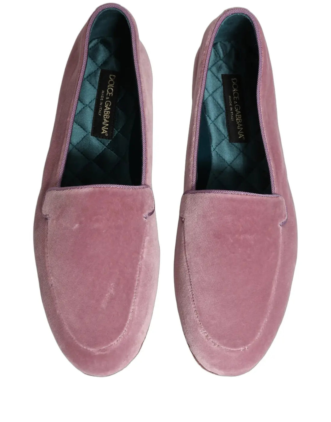 Dolce &amp; Gabbana Pink Velvet Slip On Men Flats Loafers Shoes