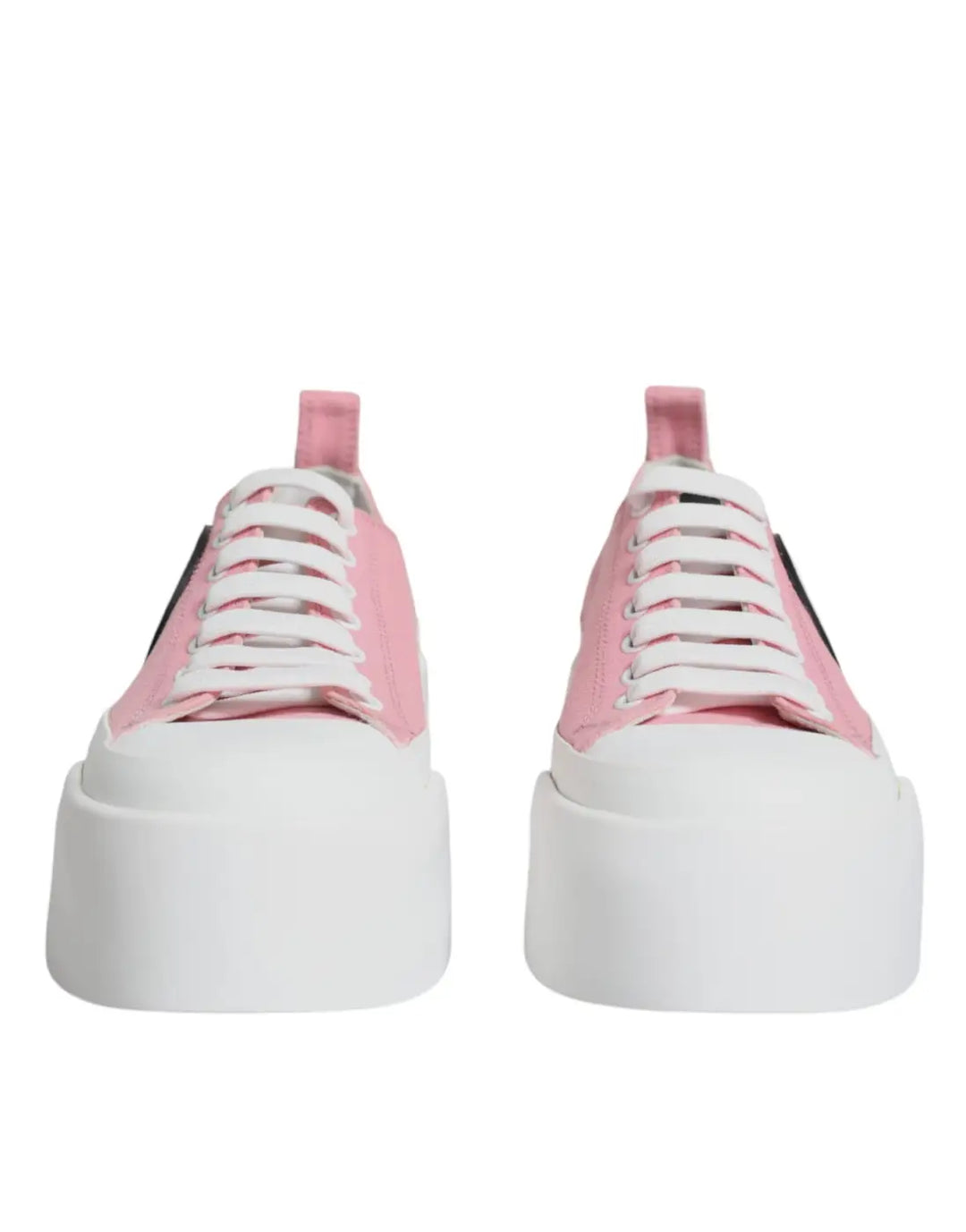 Dolce &amp; Gabbana Pink White Canvas Logo Low Top Sneakers Shoes