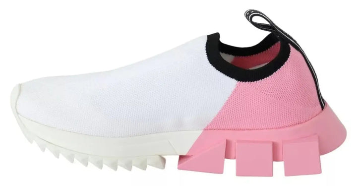 Dolce &amp; Gabbana Pink White Logo Sorrento Sneakers Shoes