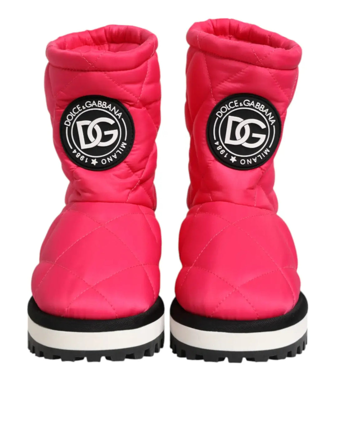 Dolce &amp; Gabbana Pink White Viscose Padded Mid Calf Boots Shoes