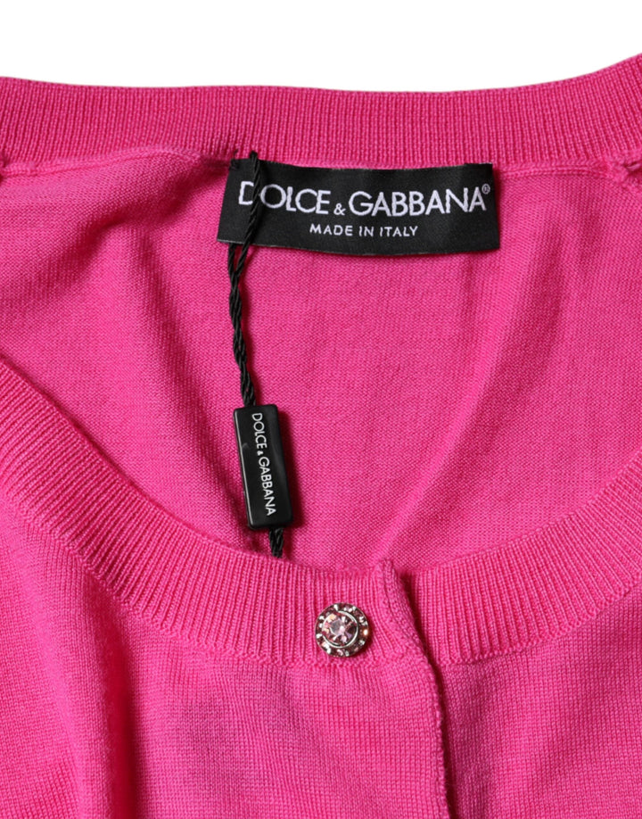 Dolce &amp; Gabbana - Pink Wool Button Down Short Sleeve Blouse Top