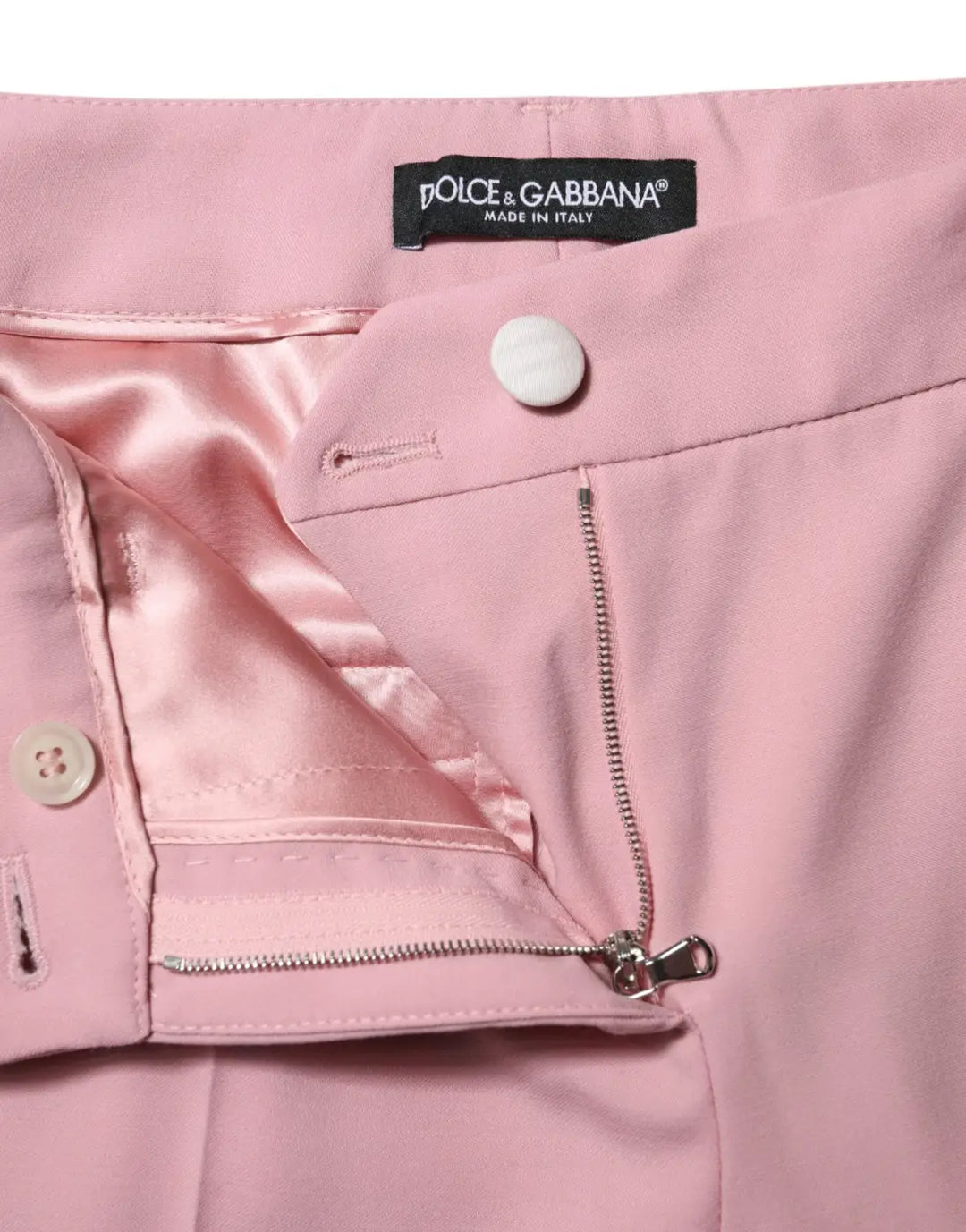 Dolce &amp; Gabbana Pink Wool High Waist Tapered Pants