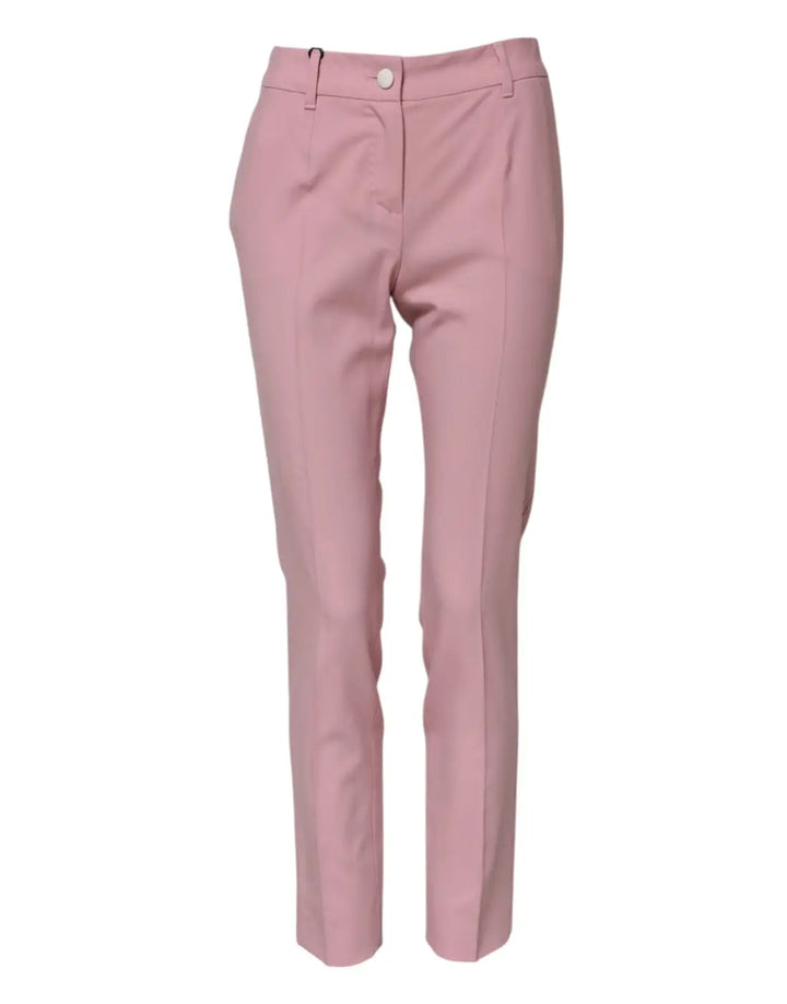 Dolce &amp; Gabbana Pink Wool High Waist Tapered Pants
