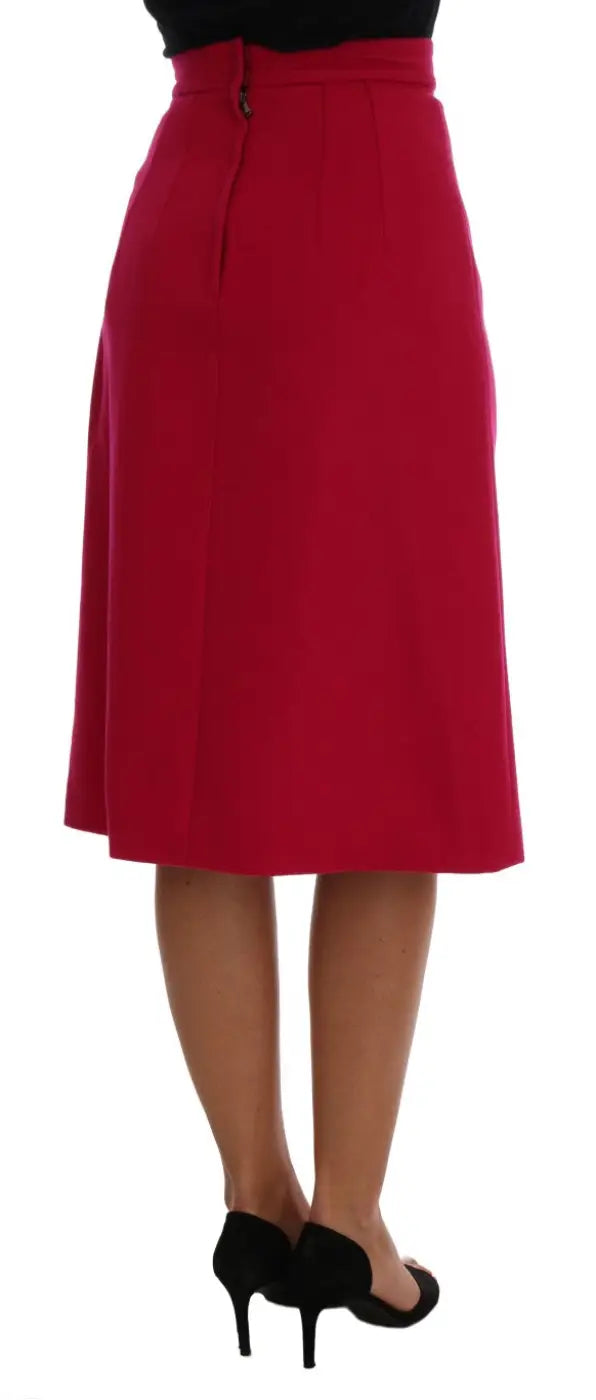 Dolce &amp; Gabbana Pink Wool Knee Long A-Line Skirt