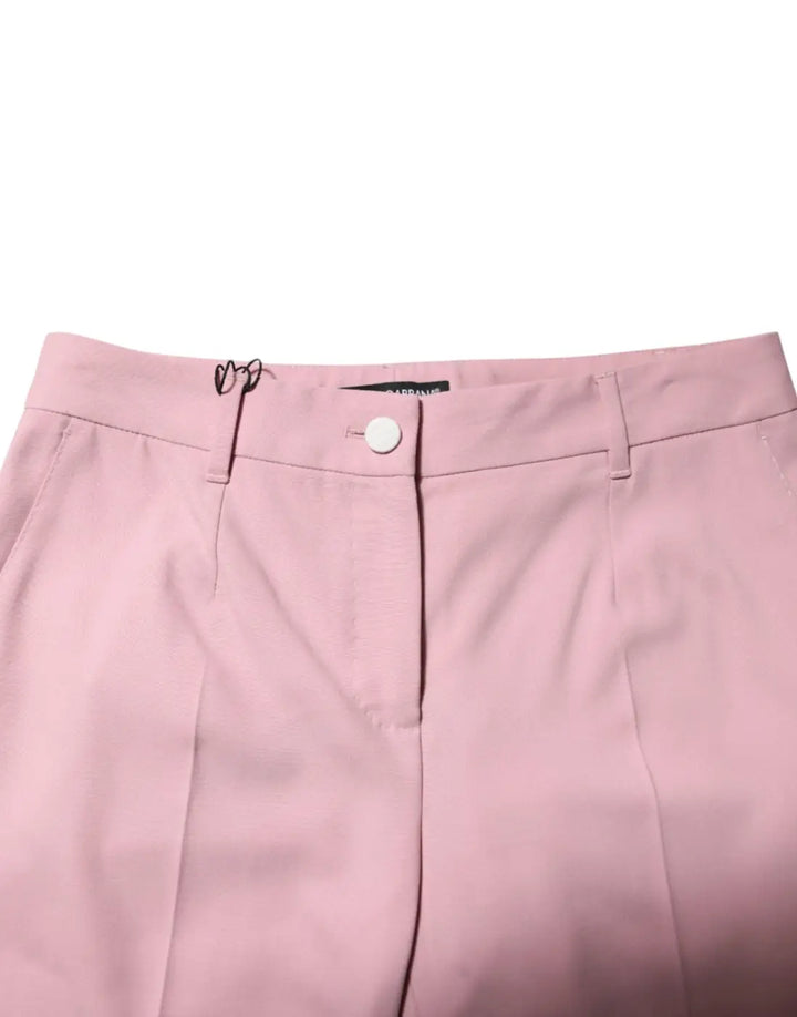 Dolce &amp; Gabbana Pink Wool Mid Waist Tapered Pants