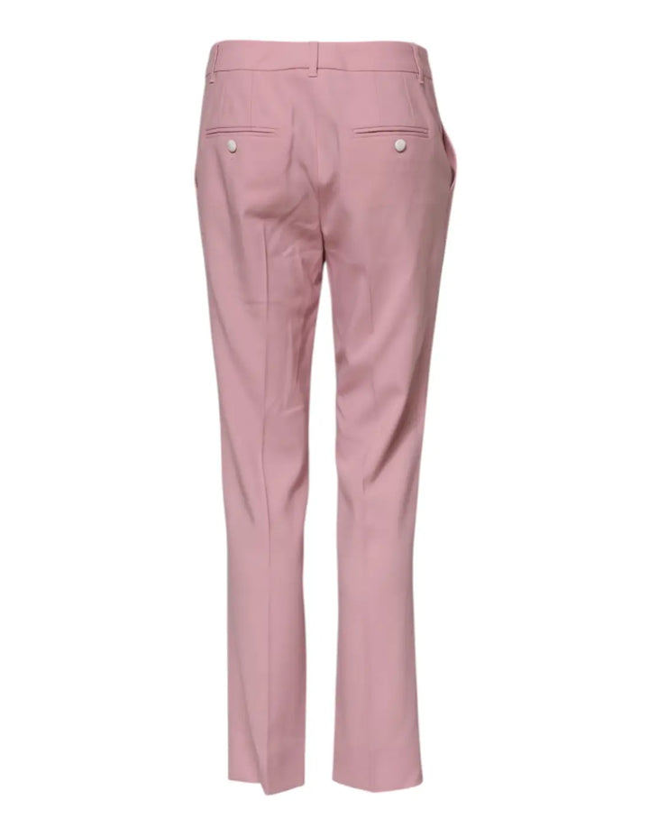 Dolce &amp; Gabbana Pink Wool Mid Waist Tapered Pants
