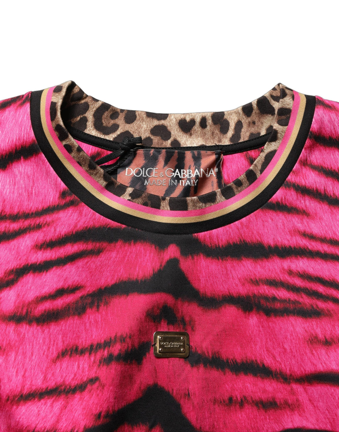 Dolce &amp; Gabbana - Pink Zebra Sleeveless Crew Neck Cropped T-shirt