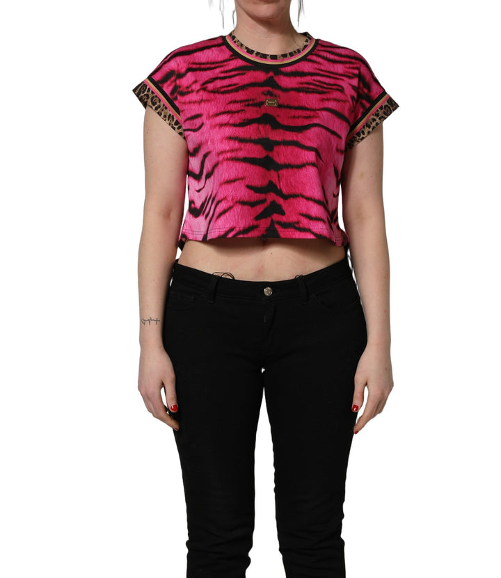 Dolce &amp; Gabbana - Pink Zebra Sleeveless Crew Neck Cropped T-shirt