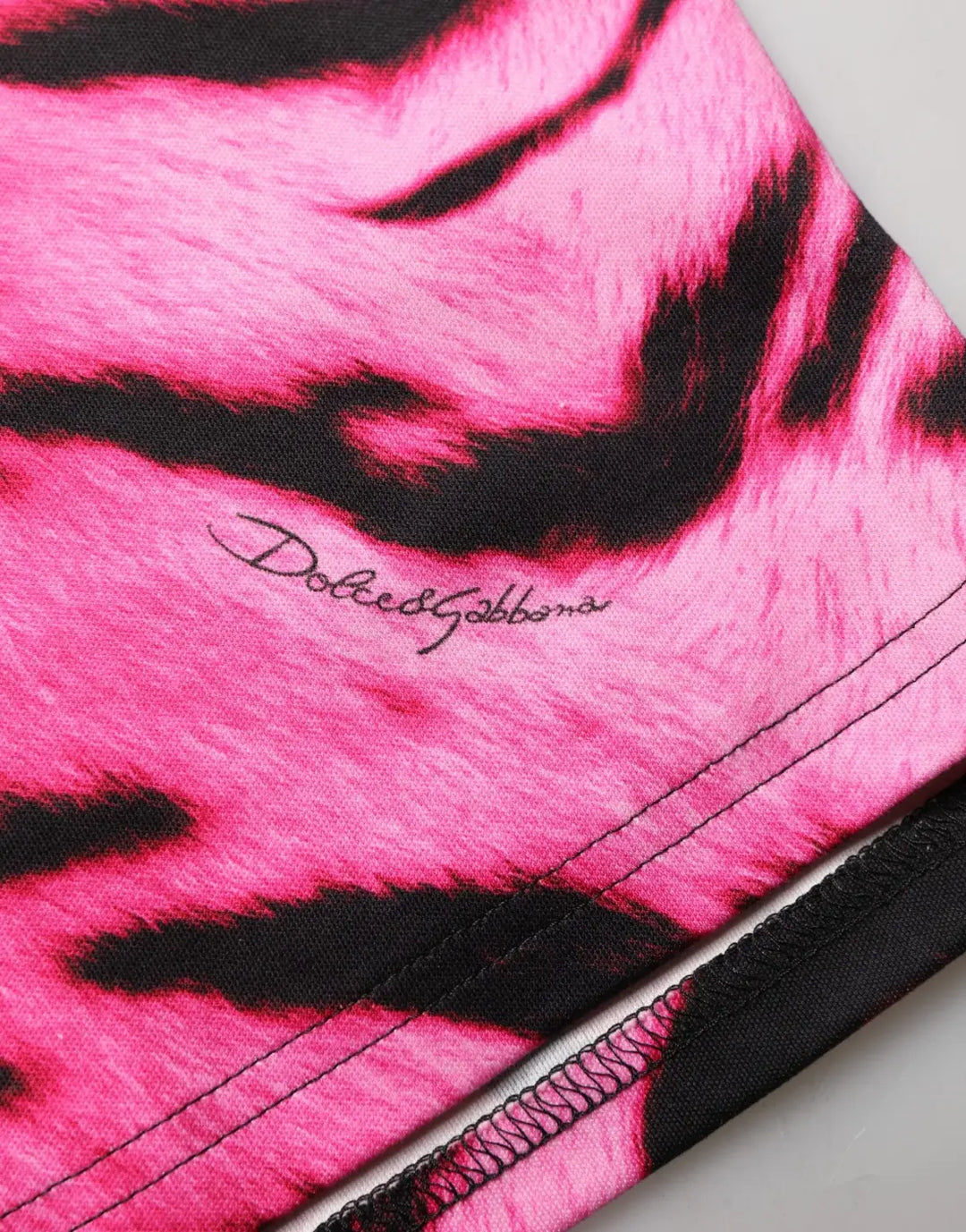 Dolce &amp; Gabbana Pink Zebra Sleeveless Crew Neck Cropped T-shirt