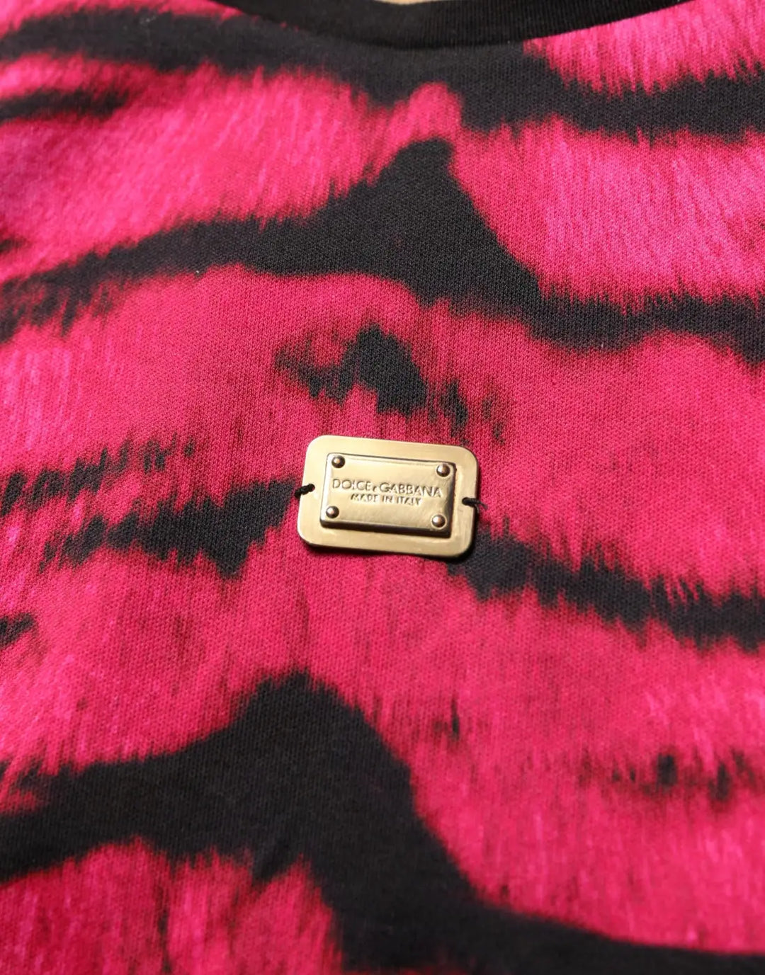 Dolce &amp; Gabbana Pink Zebra Sleeveless Crew Neck Cropped T-shirt