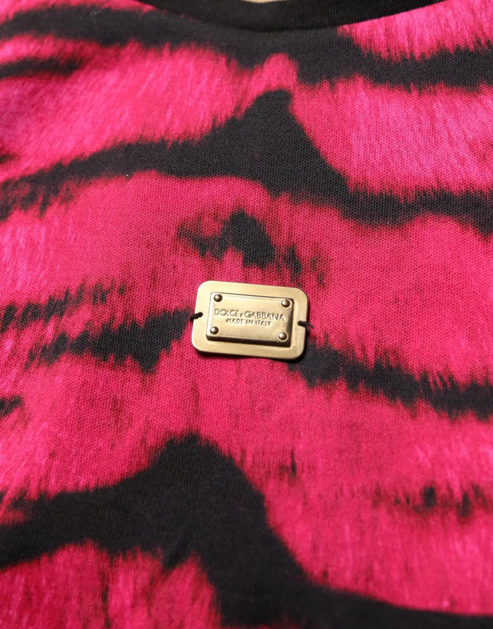 Dolce &amp; Gabbana Pink Zebra Sleeveless Crew Neck Cropped T-shirt