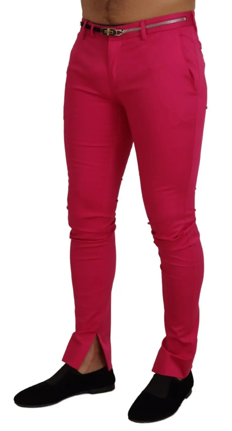 Dolce &amp; Gabbana Pink Zipper Buckle Waist Trousers Pants