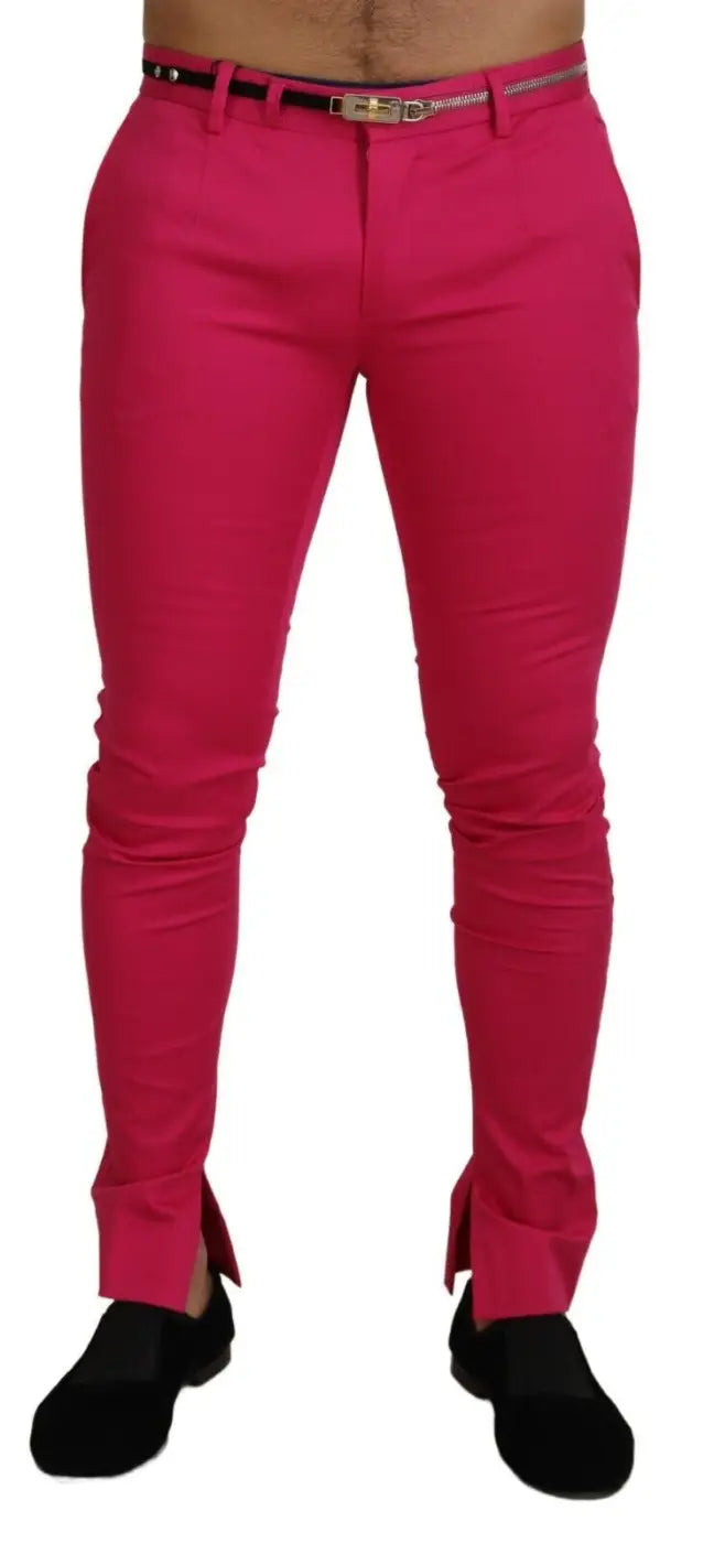 Dolce &amp; Gabbana Pink Zipper Buckle Waist Trousers Pants