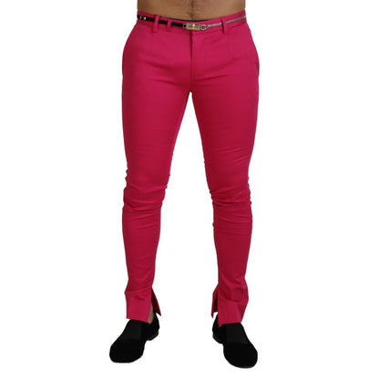 Dolce & Gabbana Pink Zipper Buckle Waist Trousers Pants