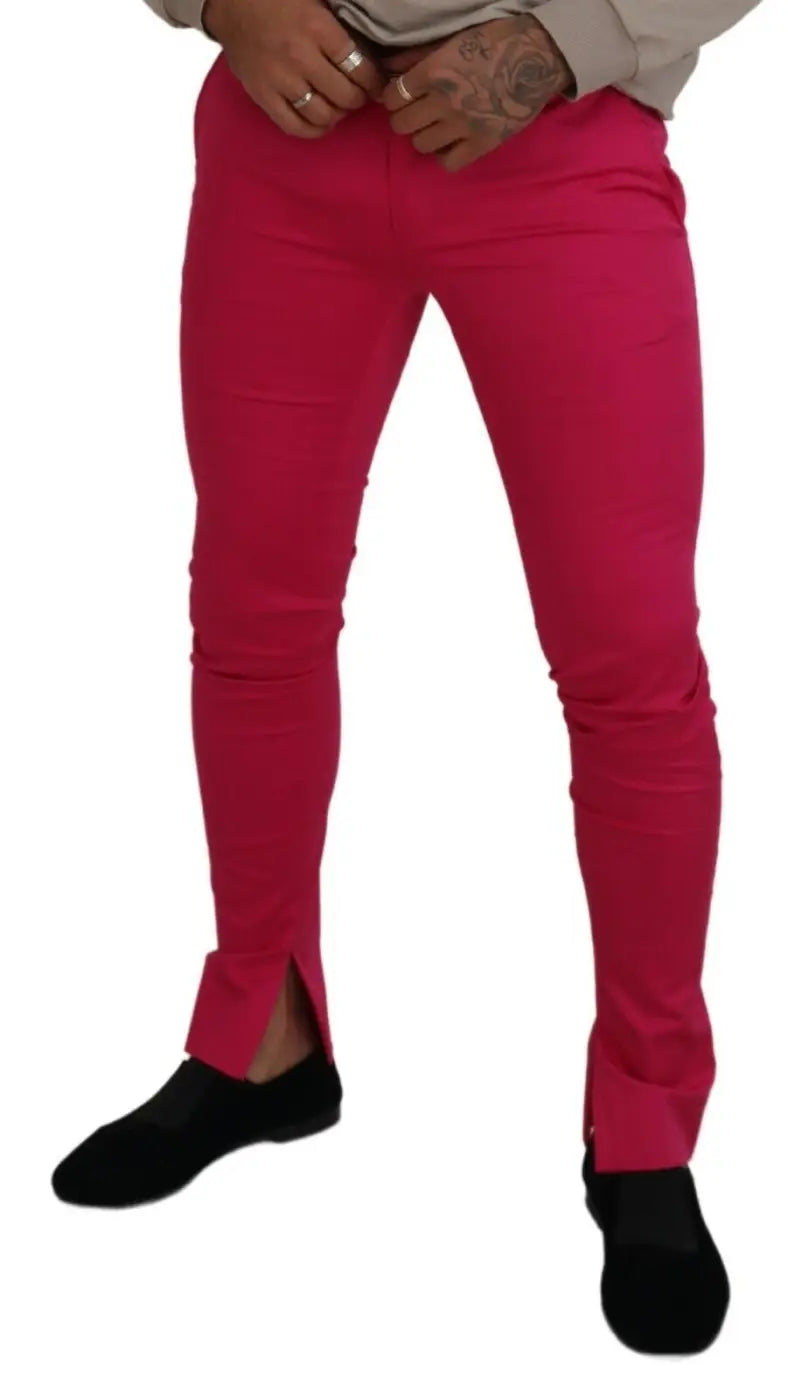 Dolce &amp; Gabbana Pink Zipper Buckle Waist Trousers Pants