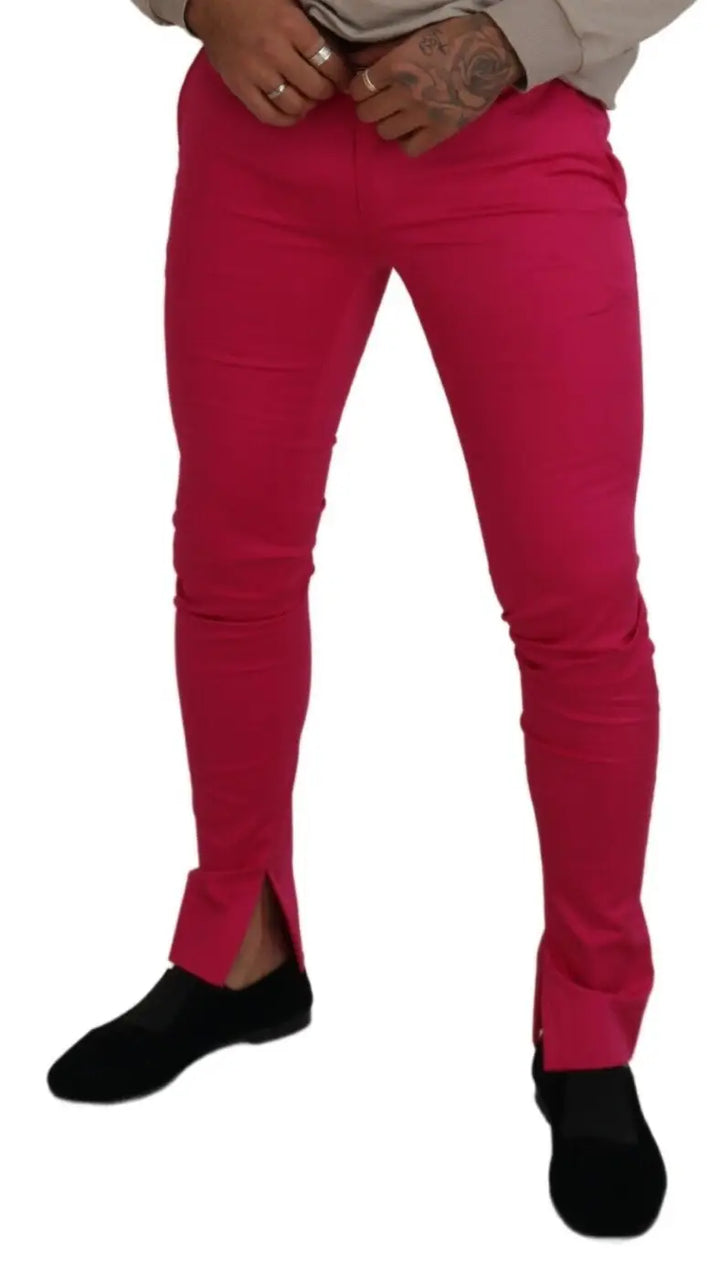 Dolce &amp; Gabbana Pink Zipper Buckle Waist Trousers Pants