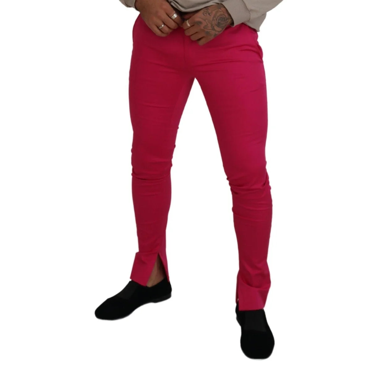 Dolce & Gabbana Pink Zipper Buckle Waist Trousers Pants