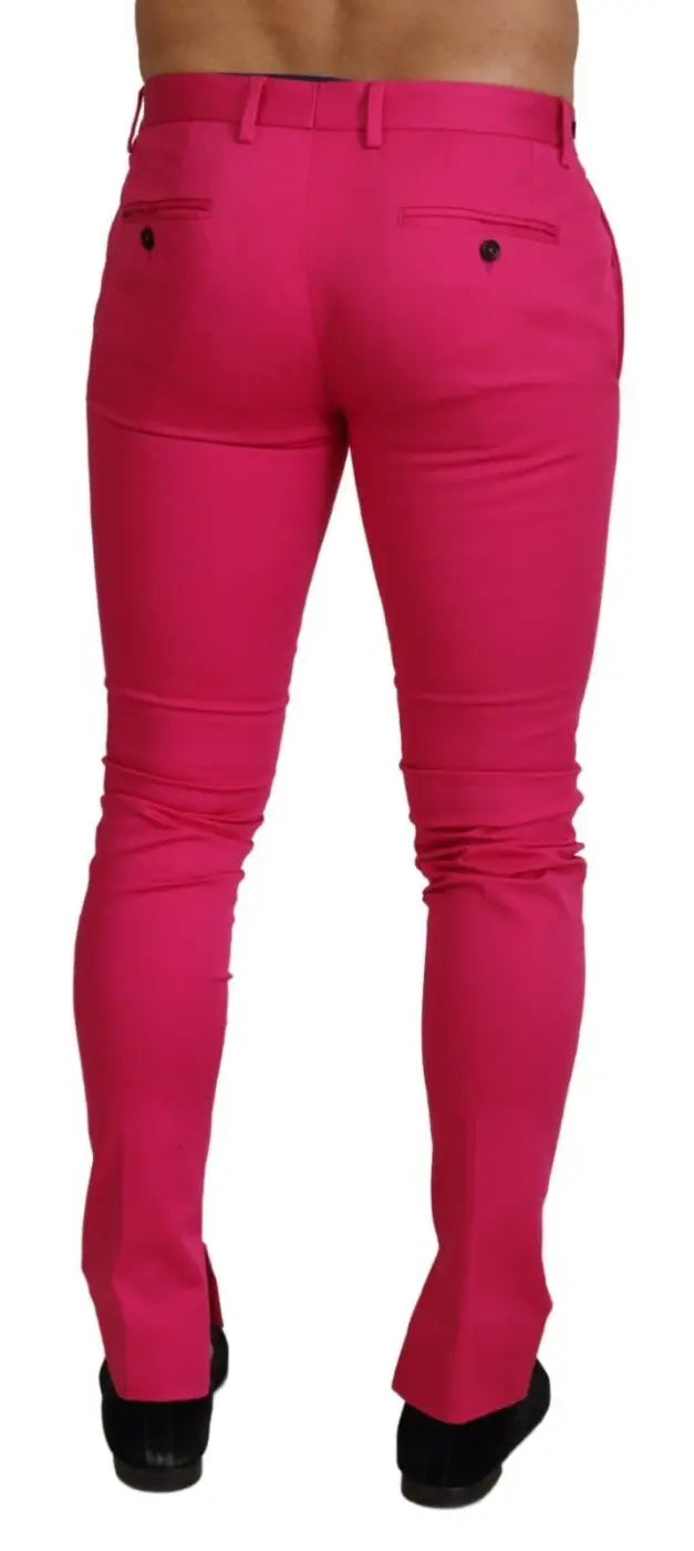 Dolce &amp; Gabbana Pink Zipper Buckle Waist Trousers Pants