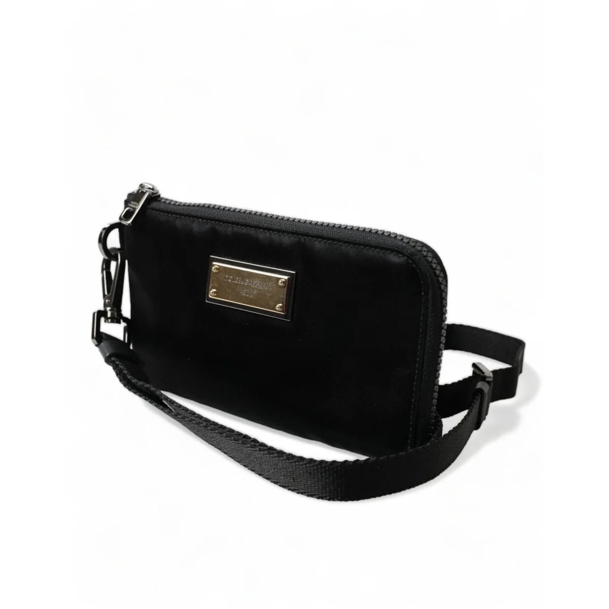 Dolce Gabbana Pouch in Grained Calfskin with Leopard Print Lining &