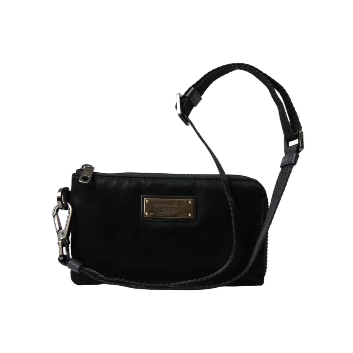 Dolce Gabbana Pouch in Grained Calfskin with Leopard Print Lining &