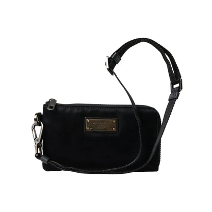 Dolce Gabbana Pouch in Grained Calfskin with Leopard Print Lining &