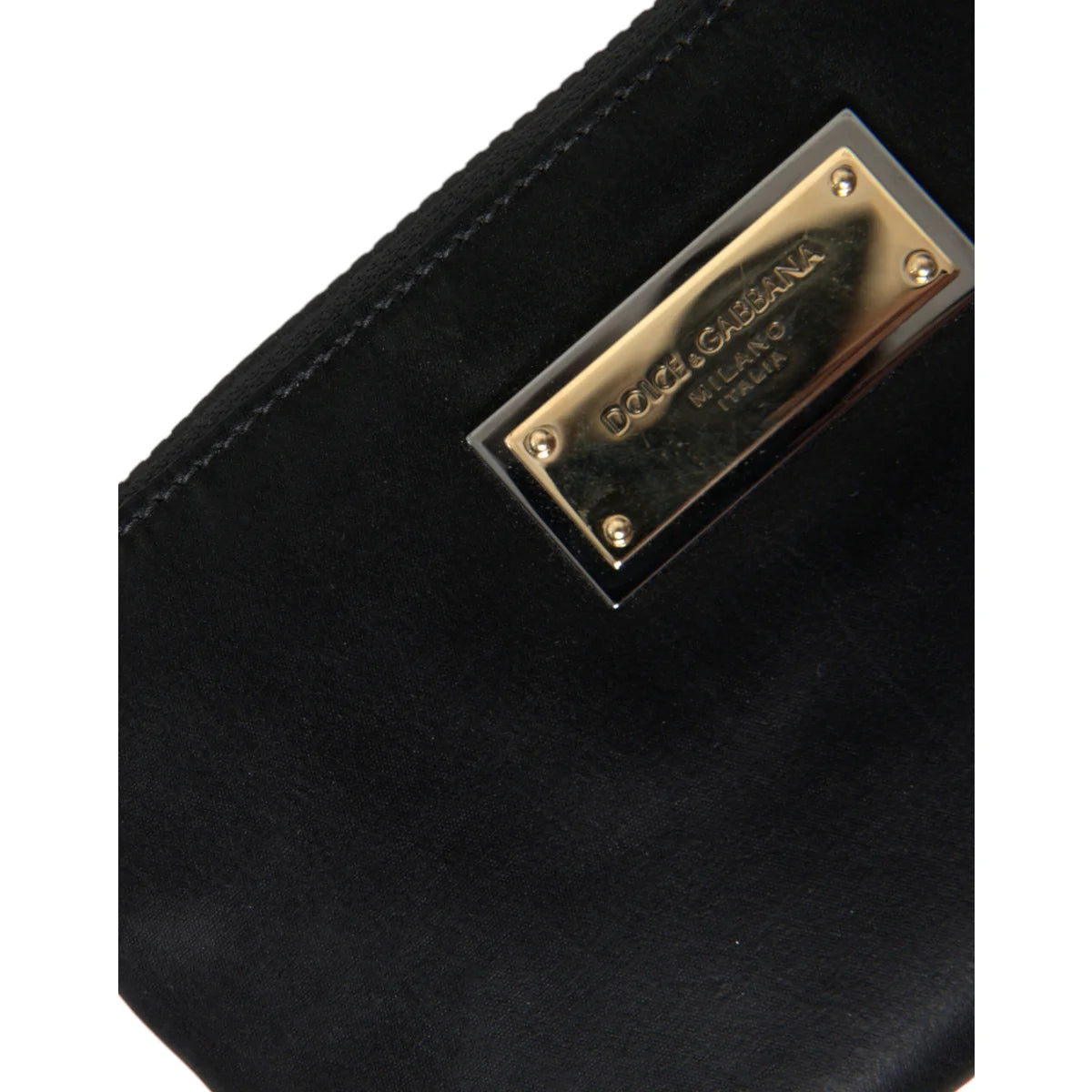 Dolce Gabbana Pouch in Grained Calfskin with Leopard Print Lining &