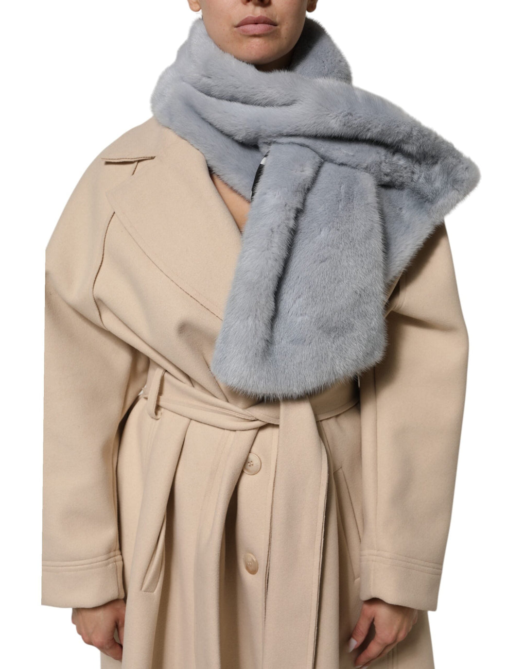 Dolce &amp; Gabbana Powder Blue Mink Fur Neck Warmer Scarf