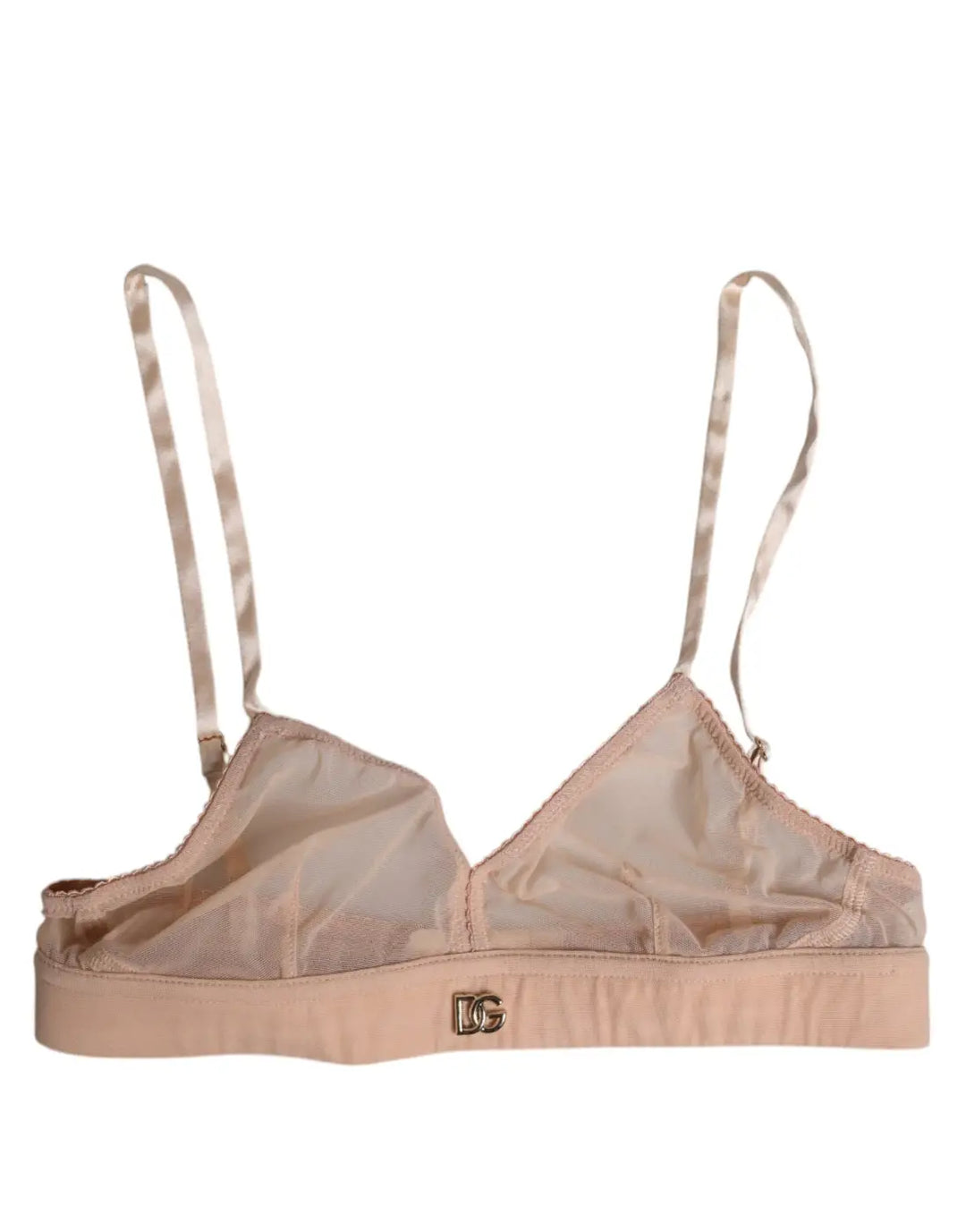 Dolce &amp; Gabbana Powder Pink Nylon DG Logo Non Wire Bra Underwear