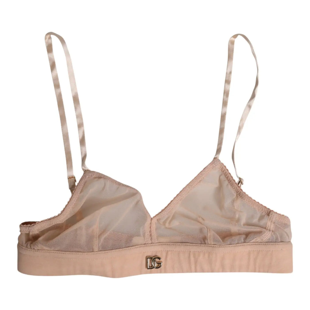 Dolce &amp; Gabbana Powder Pink Nylon DG Logo Non Wire Bra Underwear