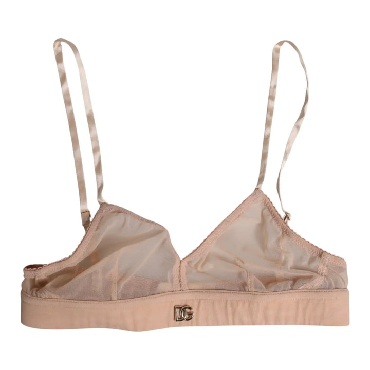 Dolce &amp; Gabbana Powder Pink Nylon DG Logo Non Wire Bra Underwear