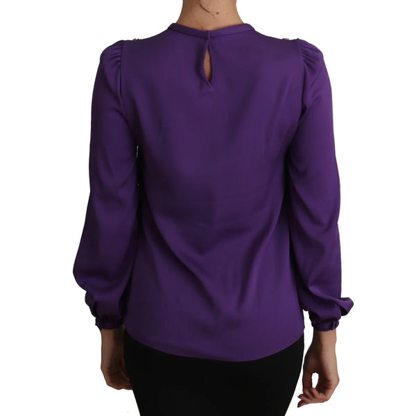 Dolce & Gabbana Purple Blouse Prince Fairy Tale Embellished Top