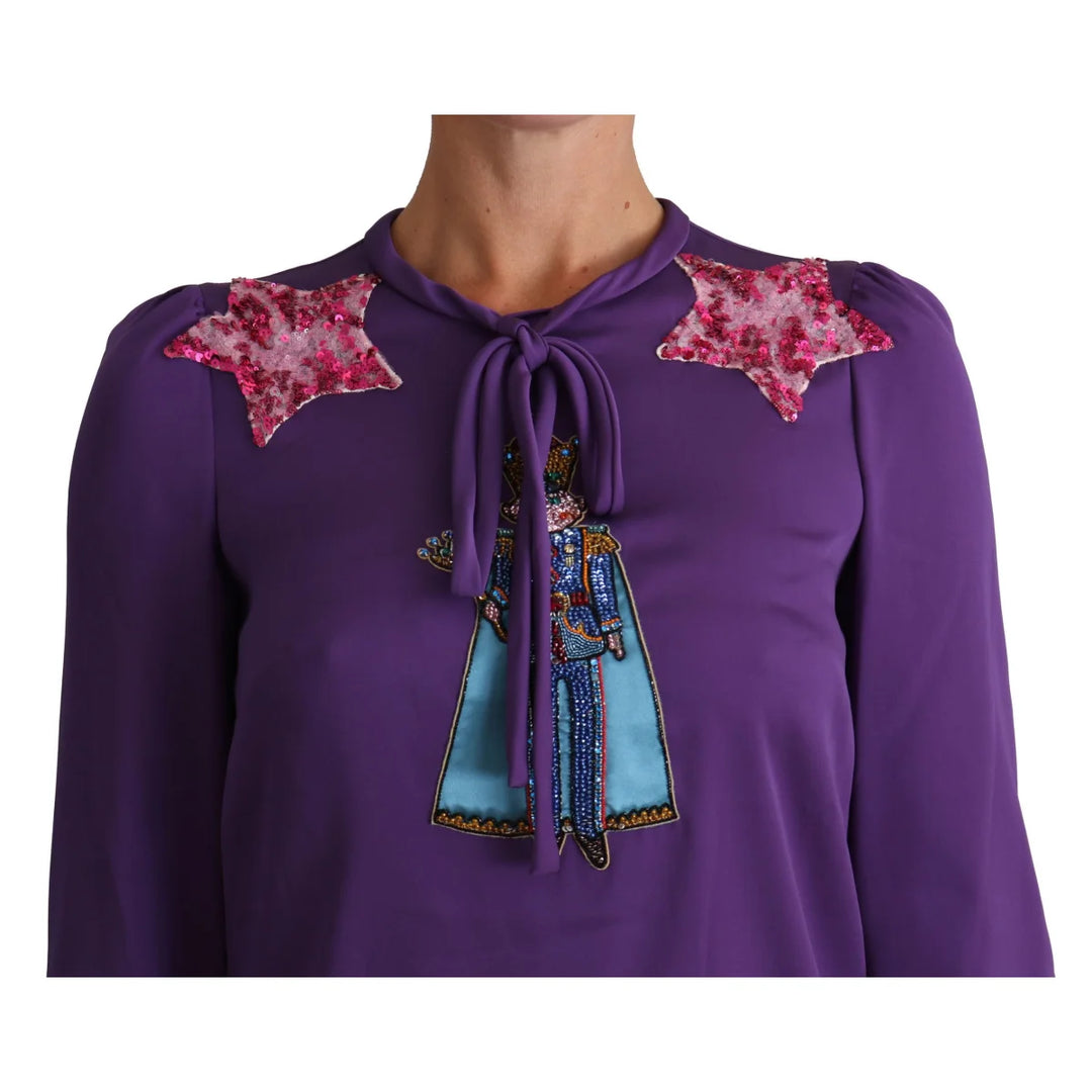 Dolce & Gabbana Purple Blouse Prince Fairy Tale Embellished Top