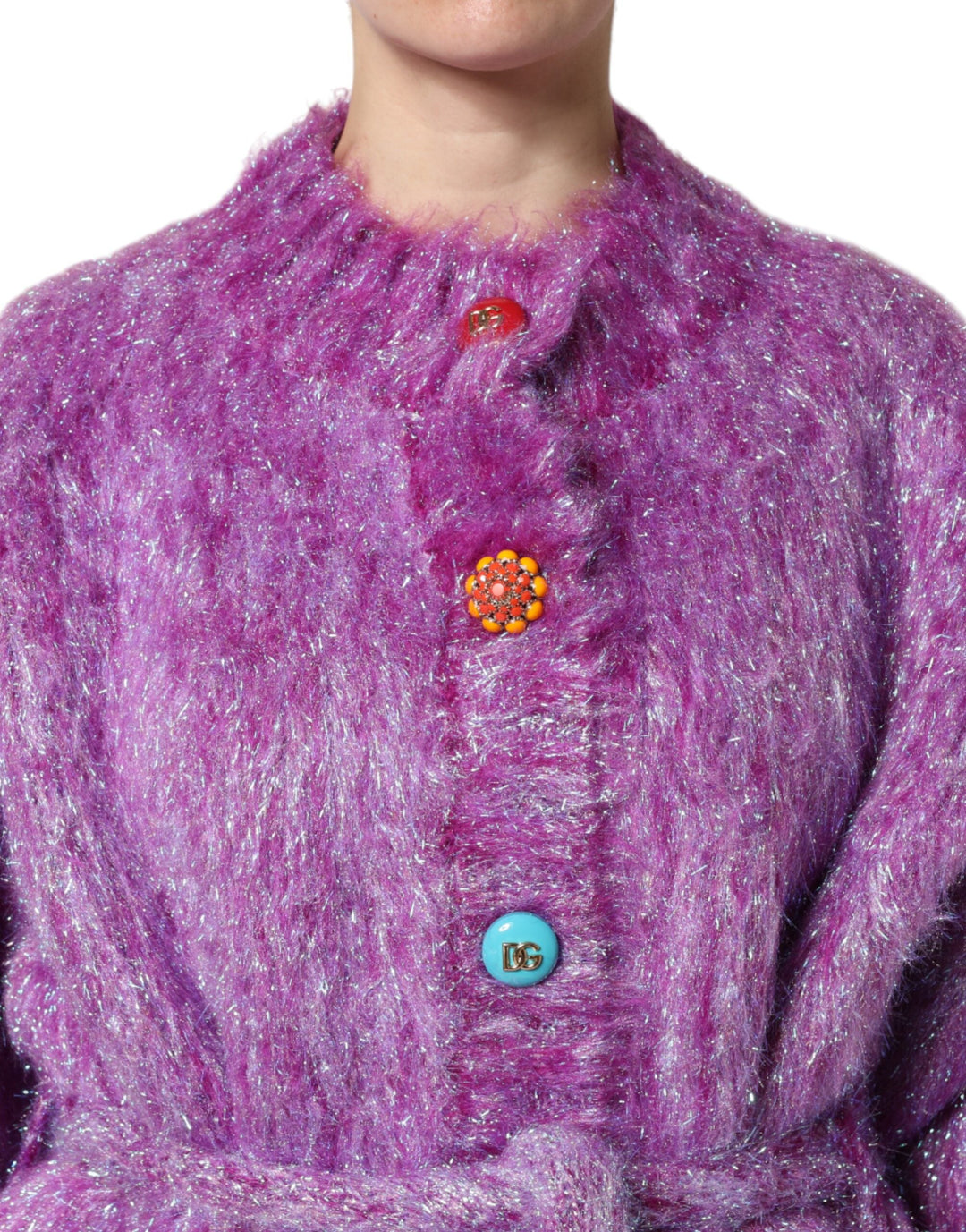 Dolce &amp; Gabbana Trench Coats - Purple Button Embellished Coat Jacket