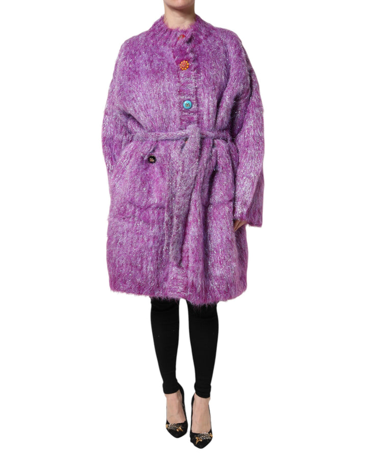 Dolce &amp; Gabbana Trench Coats - Purple Button Embellished Coat Jacket