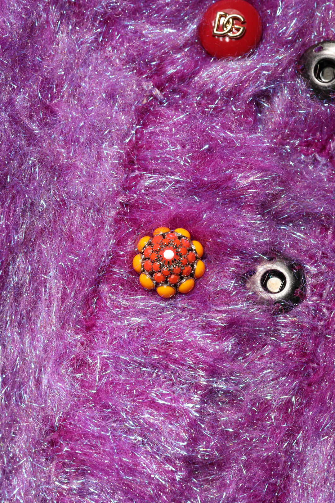 Dolce &amp; Gabbana Trench Coats - Purple Button Embellished Coat Jacket