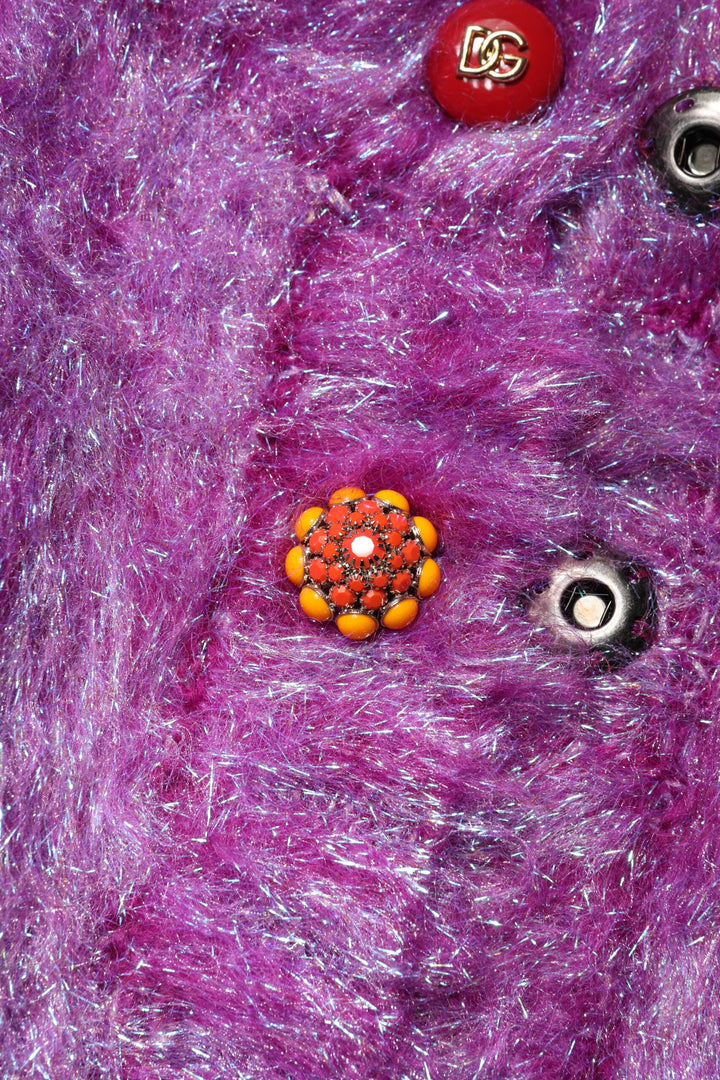 Dolce &amp; Gabbana Trench Coats - Purple Button Embellished Coat Jacket