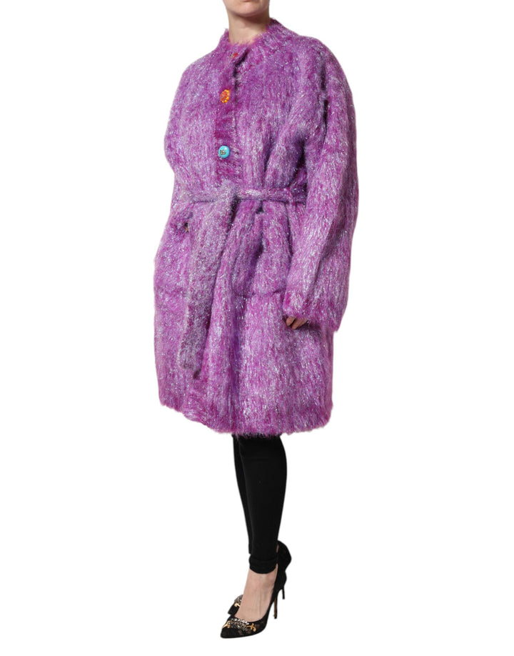 Dolce &amp; Gabbana Trench Coats - Purple Button Embellished Coat Jacket