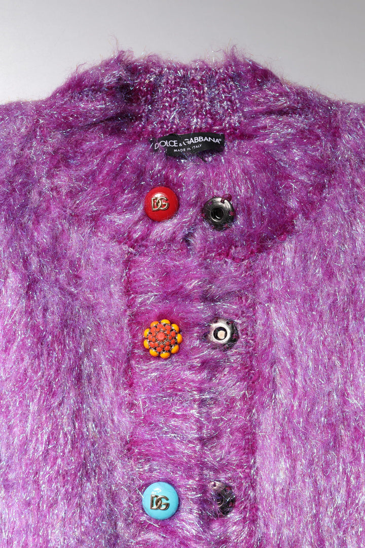 Dolce &amp; Gabbana Trench Coats - Purple Button Embellished Coat Jacket