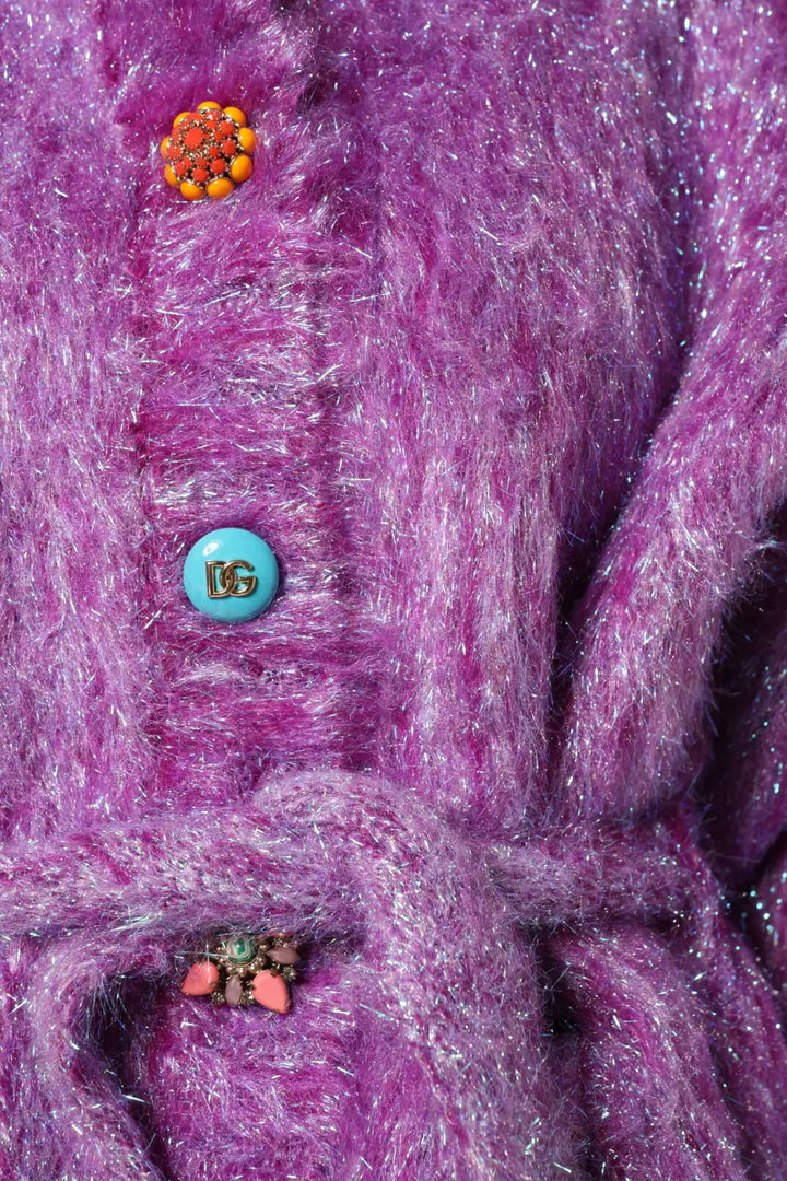 Dolce &amp; Gabbana Purple Button Embellished Trench Coat Jacket